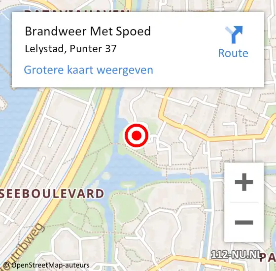 Locatie op kaart van de 112 melding: Brandweer Met Spoed Naar Lelystad, Punter 37 op 14 december 2021 10:34