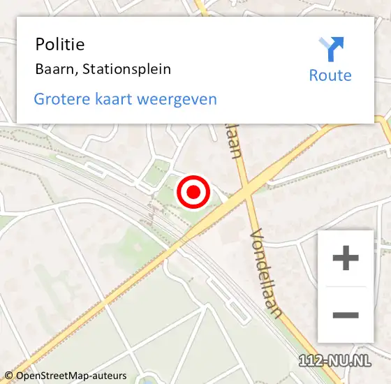 Locatie op kaart van de 112 melding: Politie Baarn, Stationsplein op 14 december 2021 10:46