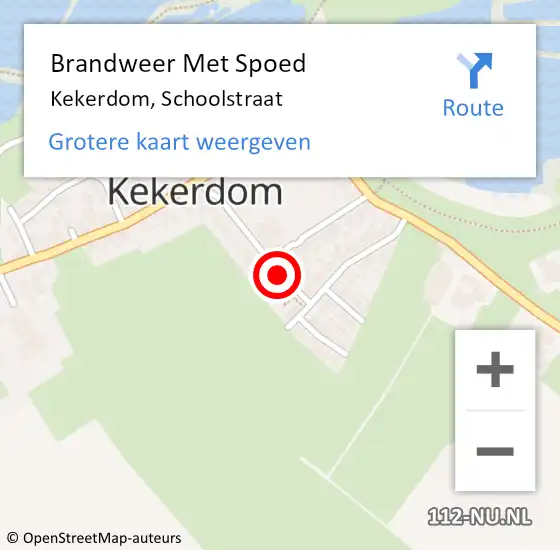 Locatie op kaart van de 112 melding: Brandweer Met Spoed Naar Kekerdom, Schoolstraat op 14 december 2021 10:47