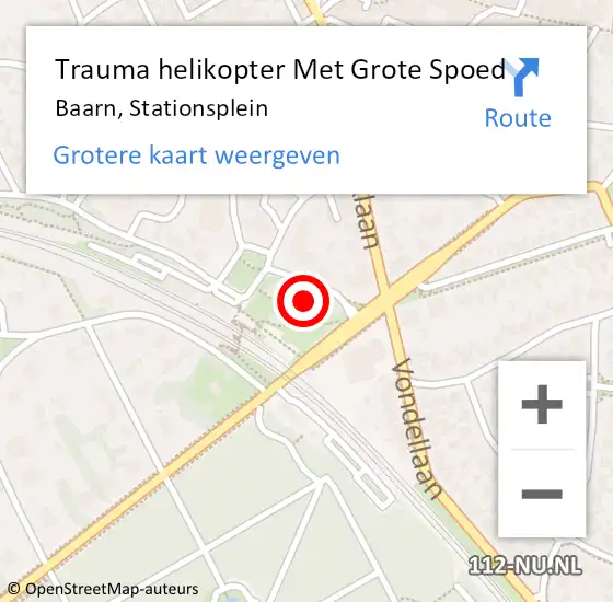 Locatie op kaart van de 112 melding: Trauma helikopter Met Grote Spoed Naar Baarn, Stationsplein op 14 december 2021 10:49