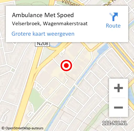 Locatie op kaart van de 112 melding: Ambulance Met Spoed Naar Velserbroek, Wagenmakerstraat op 14 december 2021 10:50