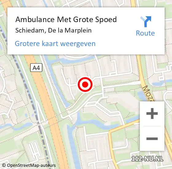 Locatie op kaart van de 112 melding: Ambulance Met Grote Spoed Naar Schiedam, De la Marplein op 14 december 2021 11:07