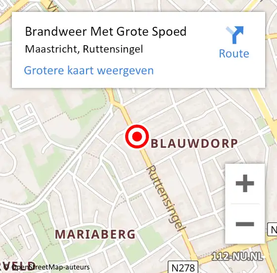 Locatie op kaart van de 112 melding: Brandweer Met Grote Spoed Naar Maastricht, Ruttensingel op 14 december 2021 11:08