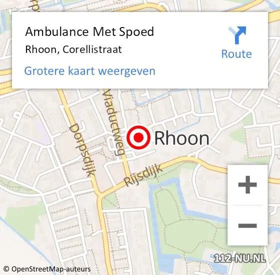 Locatie op kaart van de 112 melding: Ambulance Met Spoed Naar Rhoon, Corellistraat op 14 december 2021 11:35