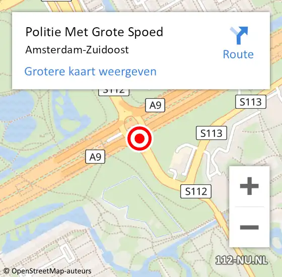 Locatie op kaart van de 112 melding: Politie Met Grote Spoed Naar Amsterdam-Zuidoost op 14 december 2021 11:53