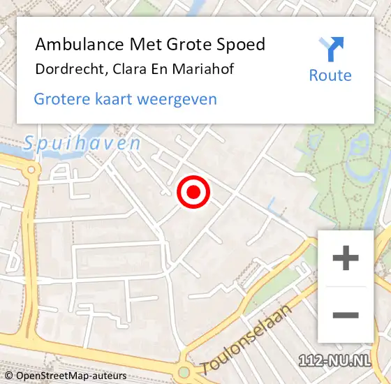 Locatie op kaart van de 112 melding: Ambulance Met Grote Spoed Naar Dordrecht, Clara en Mariahof op 14 december 2021 11:53