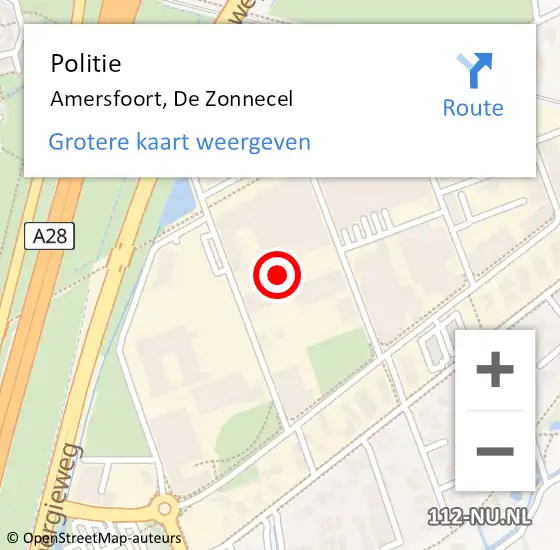 Locatie op kaart van de 112 melding: Politie Amersfoort, De Zonnecel op 14 december 2021 12:13