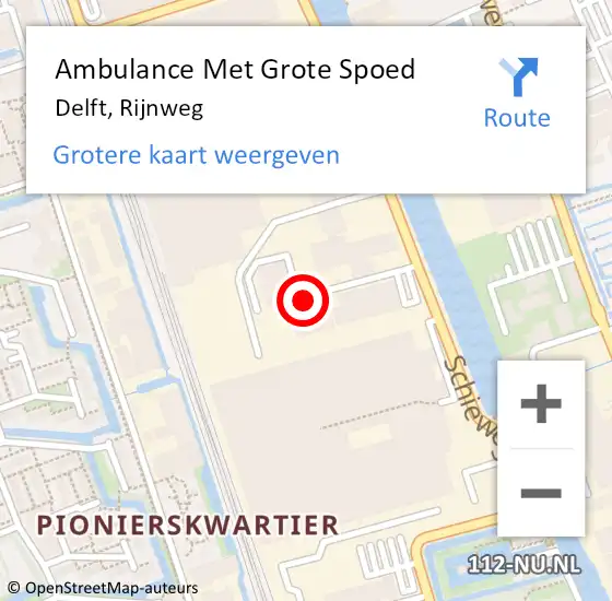 Locatie op kaart van de 112 melding: Ambulance Met Grote Spoed Naar Delft, Rijnweg op 14 december 2021 12:42