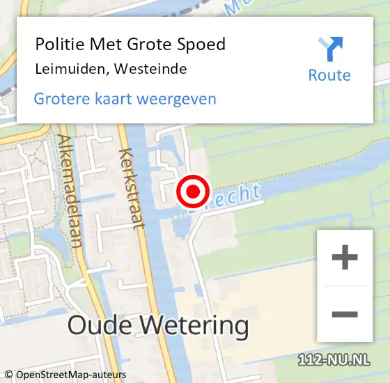 Locatie op kaart van de 112 melding: Politie Met Grote Spoed Naar Leimuiden, Westeinde op 14 december 2021 12:45