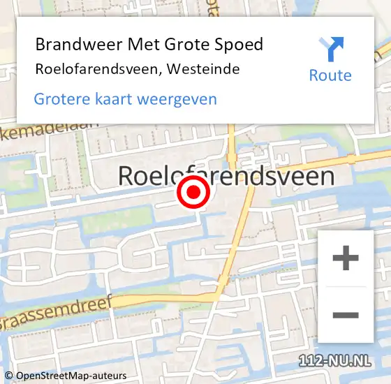 Locatie op kaart van de 112 melding: Brandweer Met Grote Spoed Naar Roelofarendsveen, Westeinde op 14 december 2021 12:46
