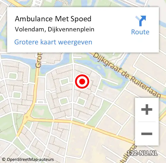 Locatie op kaart van de 112 melding: Ambulance Met Spoed Naar Volendam, Dijkvennenplein op 14 december 2021 12:51