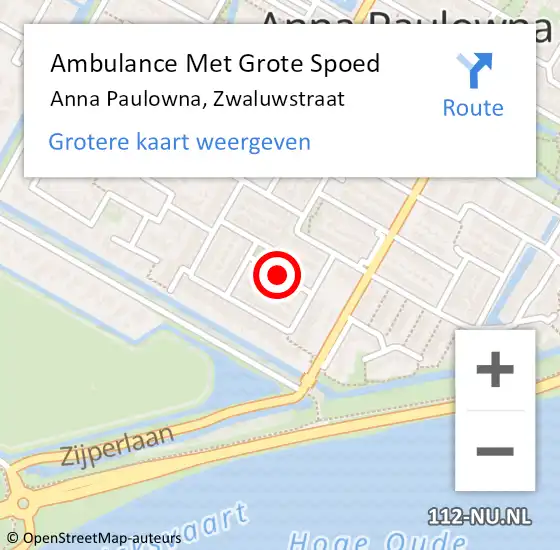 Locatie op kaart van de 112 melding: Ambulance Met Grote Spoed Naar Anna Paulowna, Zwaluwstraat op 14 december 2021 13:11