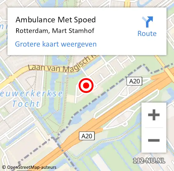 Locatie op kaart van de 112 melding: Ambulance Met Spoed Naar Rotterdam, Mart Stamhof op 14 december 2021 13:11