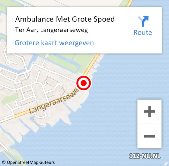 Locatie op kaart van de 112 melding: Ambulance Met Grote Spoed Naar Ter Aar, Langeraarseweg op 2 juli 2014 10:35