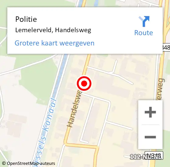 Locatie op kaart van de 112 melding: Politie Lemelerveld, Handelsweg op 14 december 2021 13:44