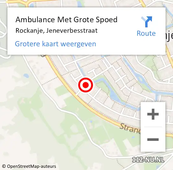 Locatie op kaart van de 112 melding: Ambulance Met Grote Spoed Naar Rockanje, Jeneverbesstraat op 14 december 2021 14:03