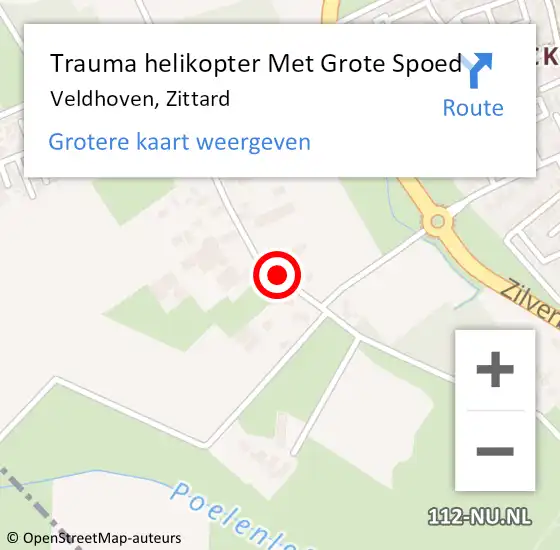 Locatie op kaart van de 112 melding: Trauma helikopter Met Grote Spoed Naar Veldhoven, Zittard op 14 december 2021 14:06