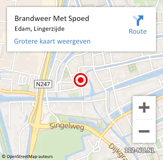 Locatie op kaart van de 112 melding: Brandweer Met Spoed Naar Edam, Lingerzijde op 14 december 2021 14:15