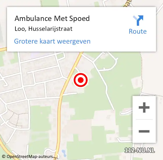 Locatie op kaart van de 112 melding: Ambulance Met Spoed Naar Loo, Husselarijstraat op 14 december 2021 14:21