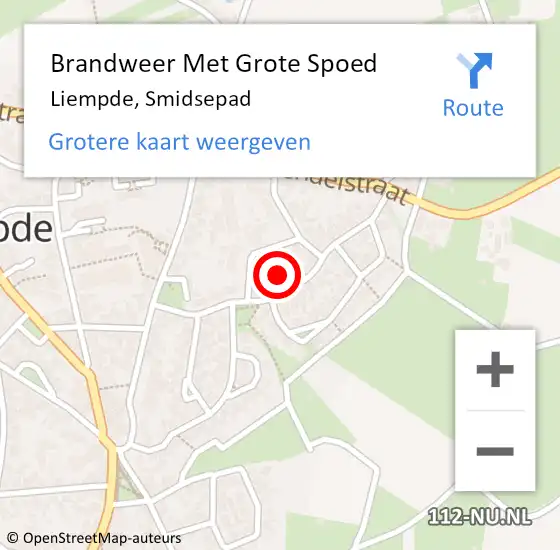 Locatie op kaart van de 112 melding: Brandweer Met Grote Spoed Naar Liempde, Smidsepad op 14 december 2021 14:35