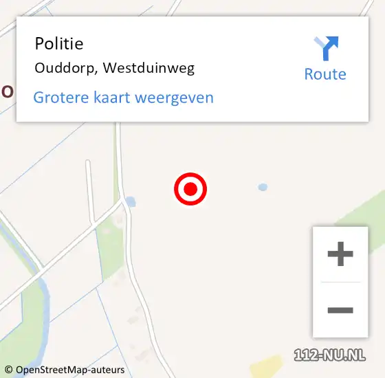 Locatie op kaart van de 112 melding: Politie Ouddorp, Westduinweg op 14 december 2021 14:39