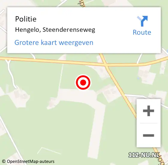 Locatie op kaart van de 112 melding: Politie Hengelo, Steenderenseweg op 14 december 2021 15:06