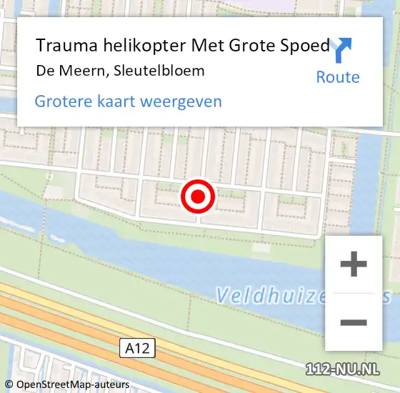 Locatie op kaart van de 112 melding: Trauma helikopter Met Grote Spoed Naar De Meern, Sleutelbloem op 14 december 2021 15:38
