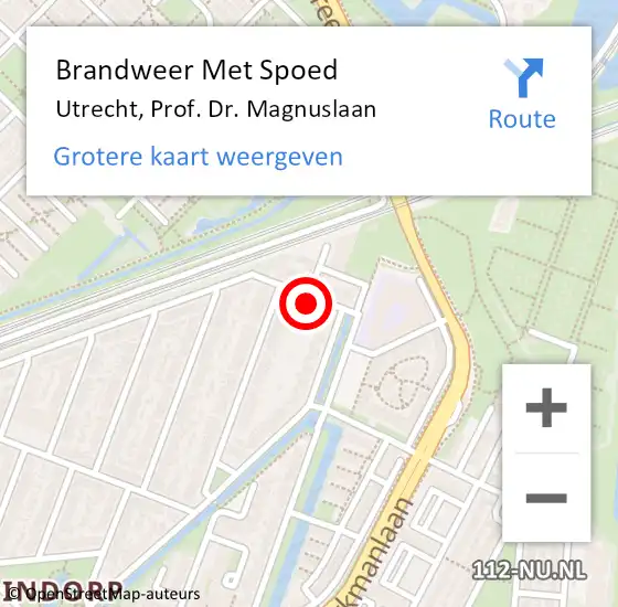 Locatie op kaart van de 112 melding: Brandweer Met Spoed Naar Utrecht, Prof. Dr. Magnuslaan op 14 december 2021 15:45