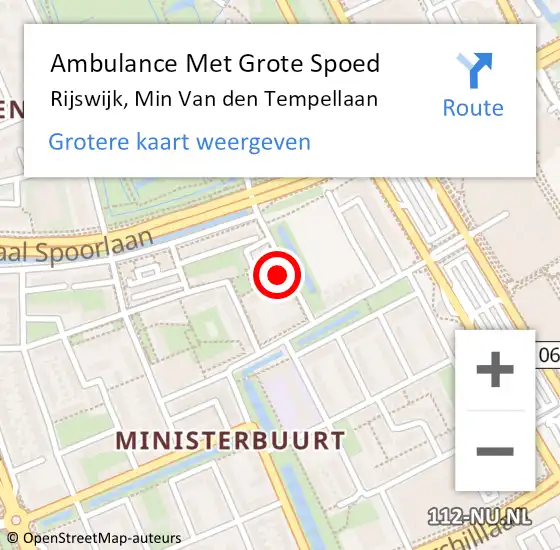 Locatie op kaart van de 112 melding: Ambulance Met Grote Spoed Naar Rijswijk, Min Van den Tempellaan op 14 december 2021 15:48