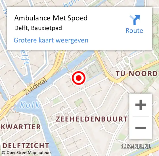 Locatie op kaart van de 112 melding: Ambulance Met Spoed Naar Delft, Bauxietpad op 14 december 2021 15:54