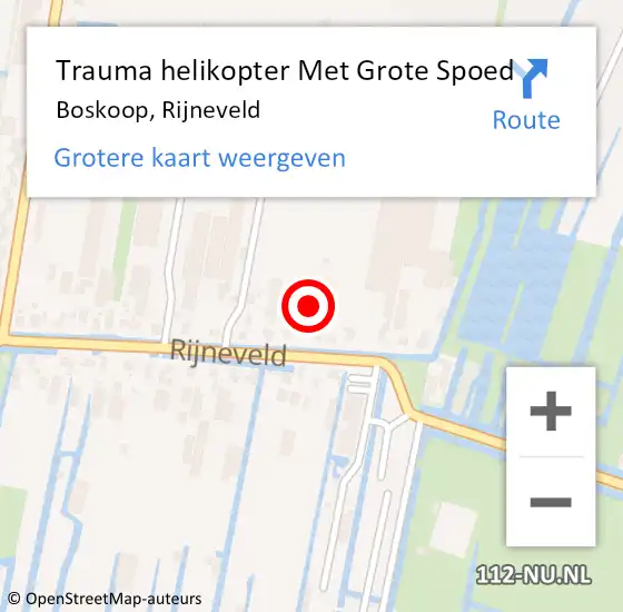 Locatie op kaart van de 112 melding: Trauma helikopter Met Grote Spoed Naar Boskoop, Rijneveld op 14 december 2021 16:00