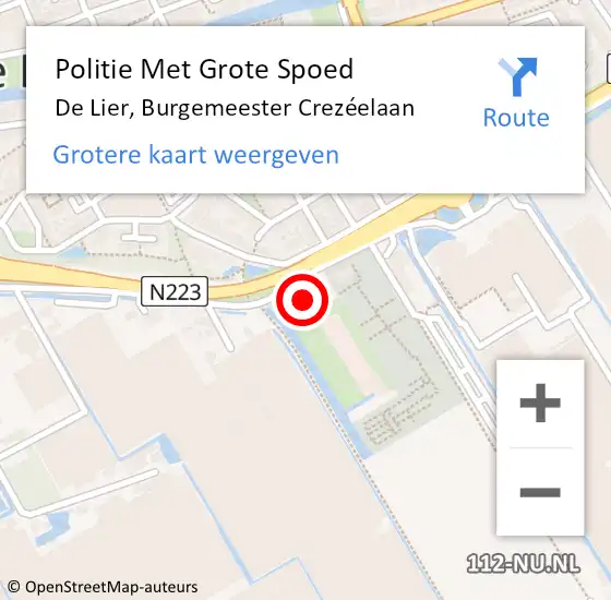 Locatie op kaart van de 112 melding: Politie Met Grote Spoed Naar De Lier, Burgemeester Crezéelaan op 14 december 2021 16:07