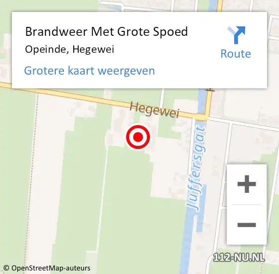 Locatie op kaart van de 112 melding: Brandweer Met Grote Spoed Naar Opeinde, Hegewei op 14 december 2021 16:17