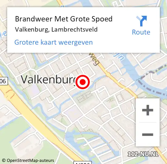 Locatie op kaart van de 112 melding: Brandweer Met Grote Spoed Naar Valkenburg, Lambrechtsveld op 14 december 2021 16:17