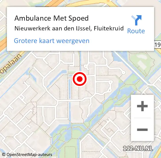 Locatie op kaart van de 112 melding: Ambulance Met Spoed Naar Nieuwerkerk aan den IJssel, Fluitekruid op 14 december 2021 16:45