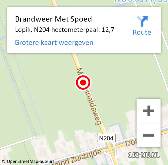Locatie op kaart van de 112 melding: Brandweer Met Spoed Naar Lopik, N204 hectometerpaal: 12,7 op 14 december 2021 16:54