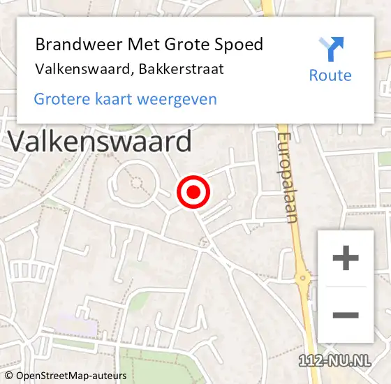 Locatie op kaart van de 112 melding: Brandweer Met Grote Spoed Naar Valkenswaard, Bakkerstraat op 14 december 2021 17:02