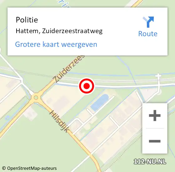 Locatie op kaart van de 112 melding: Politie Hattem, Zuiderzeestraatweg op 14 december 2021 17:12