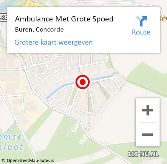 Locatie op kaart van de 112 melding: Ambulance Met Grote Spoed Naar Buren, Concorde op 7 oktober 2013 05:29