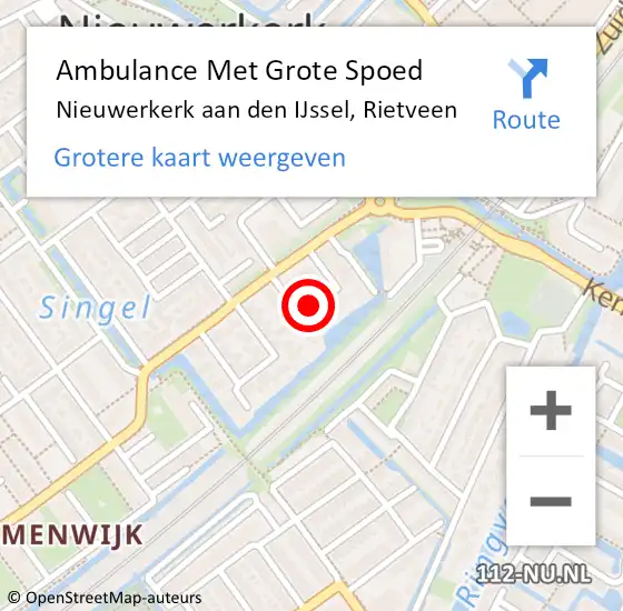 Locatie op kaart van de 112 melding: Ambulance Met Grote Spoed Naar Nieuwerkerk aan den IJssel, Rietveen op 14 december 2021 17:36