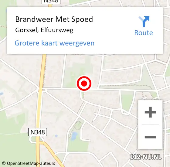 Locatie op kaart van de 112 melding: Brandweer Met Spoed Naar Gorssel, Elfuursweg op 14 december 2021 17:43