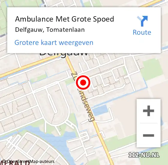 Locatie op kaart van de 112 melding: Ambulance Met Grote Spoed Naar Delfgauw, Tomatenlaan op 14 december 2021 17:49