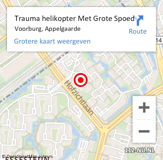 Locatie op kaart van de 112 melding: Trauma helikopter Met Grote Spoed Naar Voorburg, Appelgaarde op 14 december 2021 17:59