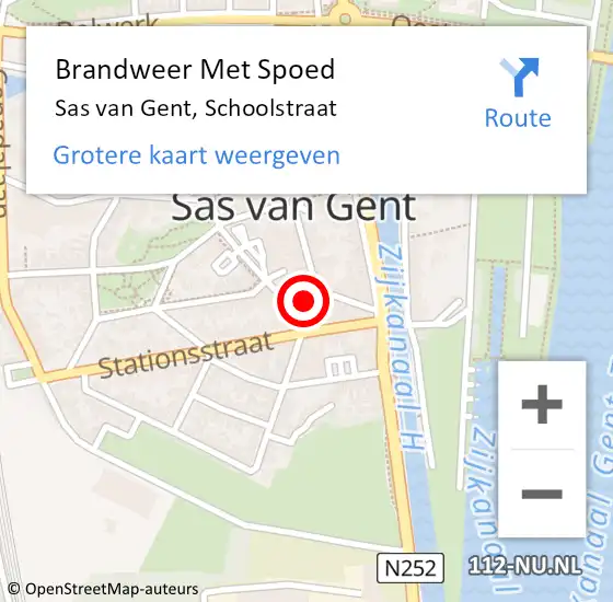 Locatie op kaart van de 112 melding: Brandweer Met Spoed Naar Sas van Gent, Schoolstraat op 14 december 2021 18:00