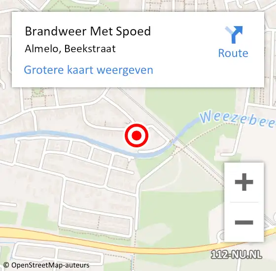 Locatie op kaart van de 112 melding: Brandweer Met Spoed Naar Almelo, Beekstraat op 14 december 2021 18:07