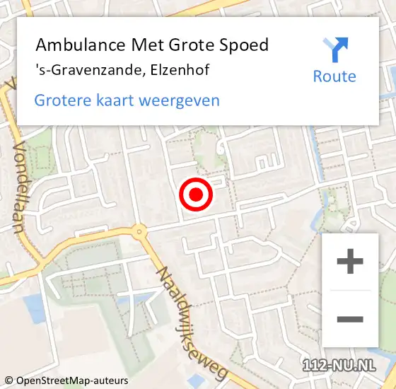 Locatie op kaart van de 112 melding: Ambulance Met Grote Spoed Naar 's-Gravenzande, Elzenhof op 14 december 2021 18:17