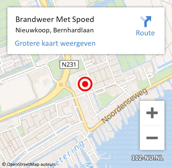 Locatie op kaart van de 112 melding: Brandweer Met Spoed Naar Nieuwkoop, Bernhardlaan op 14 december 2021 18:21