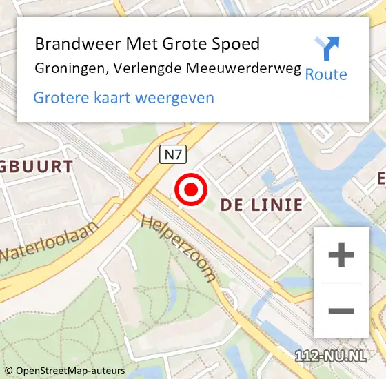 Locatie op kaart van de 112 melding: Brandweer Met Grote Spoed Naar Groningen, Verlengde Meeuwerderweg op 14 december 2021 18:27