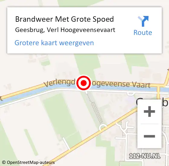 Locatie op kaart van de 112 melding: Brandweer Met Grote Spoed Naar Geesbrug, Verl Hoogeveensevaart op 2 juli 2014 11:05