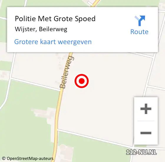 Locatie op kaart van de 112 melding: Politie Met Grote Spoed Naar Wijster, Beilerweg op 14 december 2021 18:30